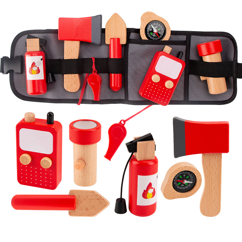 Gardening Tools For 3 Year Old - Kids Wooden Simulation Tool Firefighter Waist