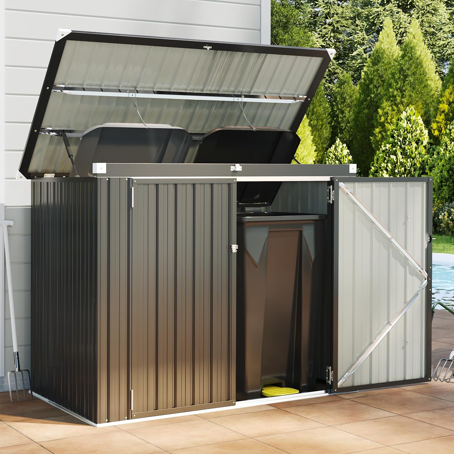 Gardening Tools Organizer - Outdoor Trash Can Storage Shed Waterproof