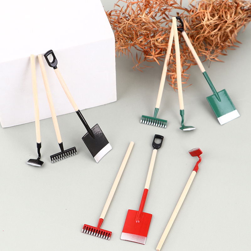 Gardening Tools Hoe - 3Pcs 1:12 Dollhouse Miniatures Gardening Shovel