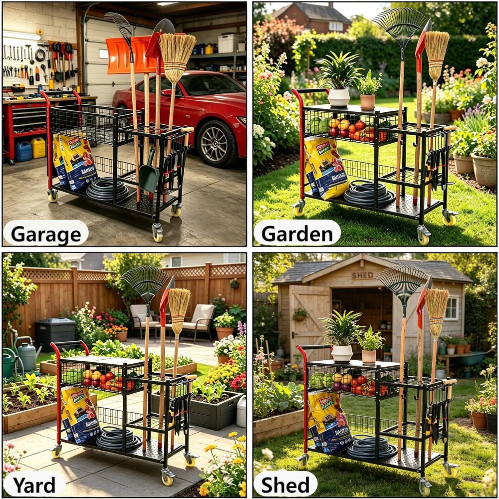 Anleolie 3-in-1 Garden Cart: W - Gardening Tools Rack recension och pris