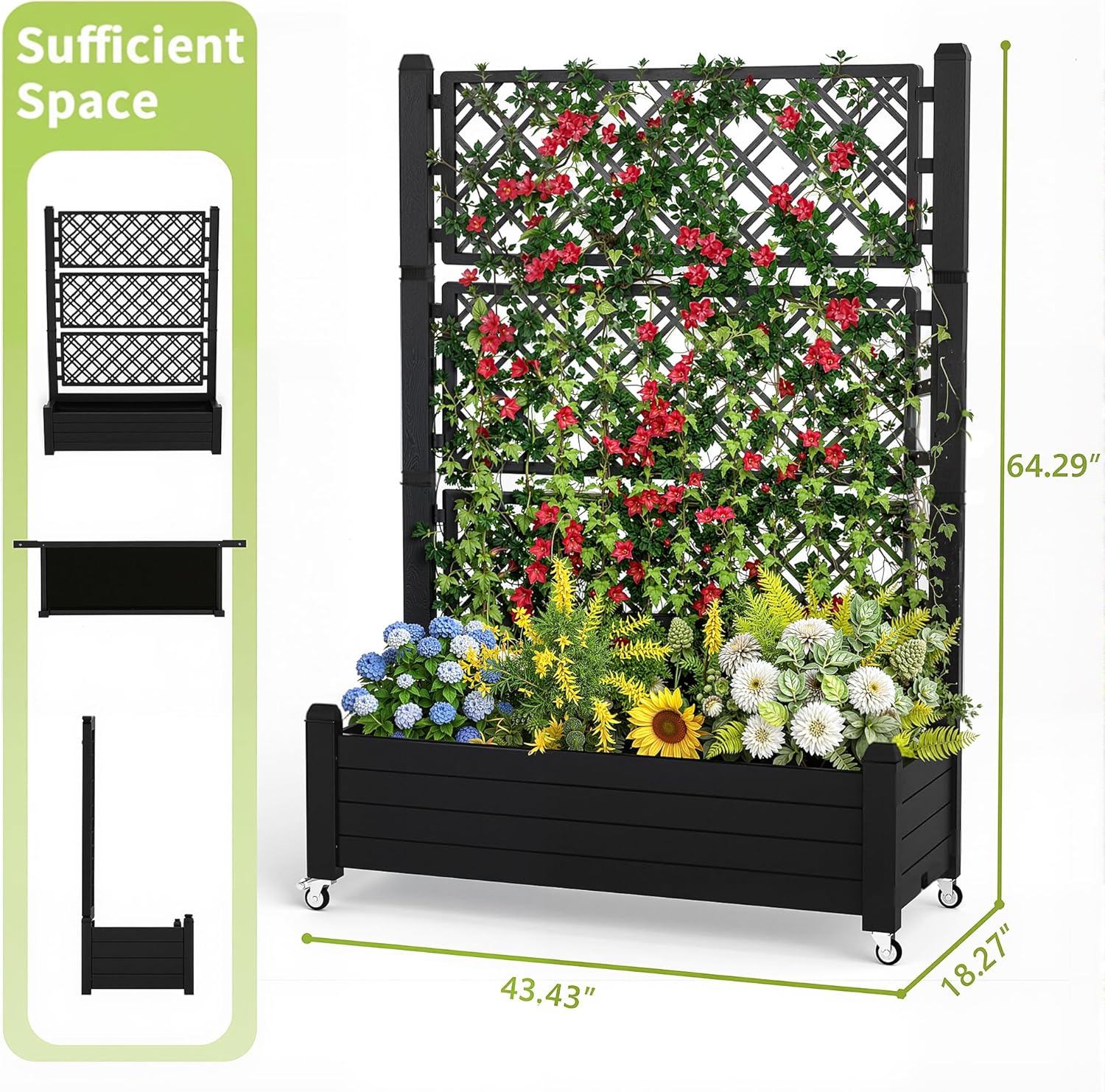Raised Garden Bed with Trellis - Self-Watering Planter recension och pris