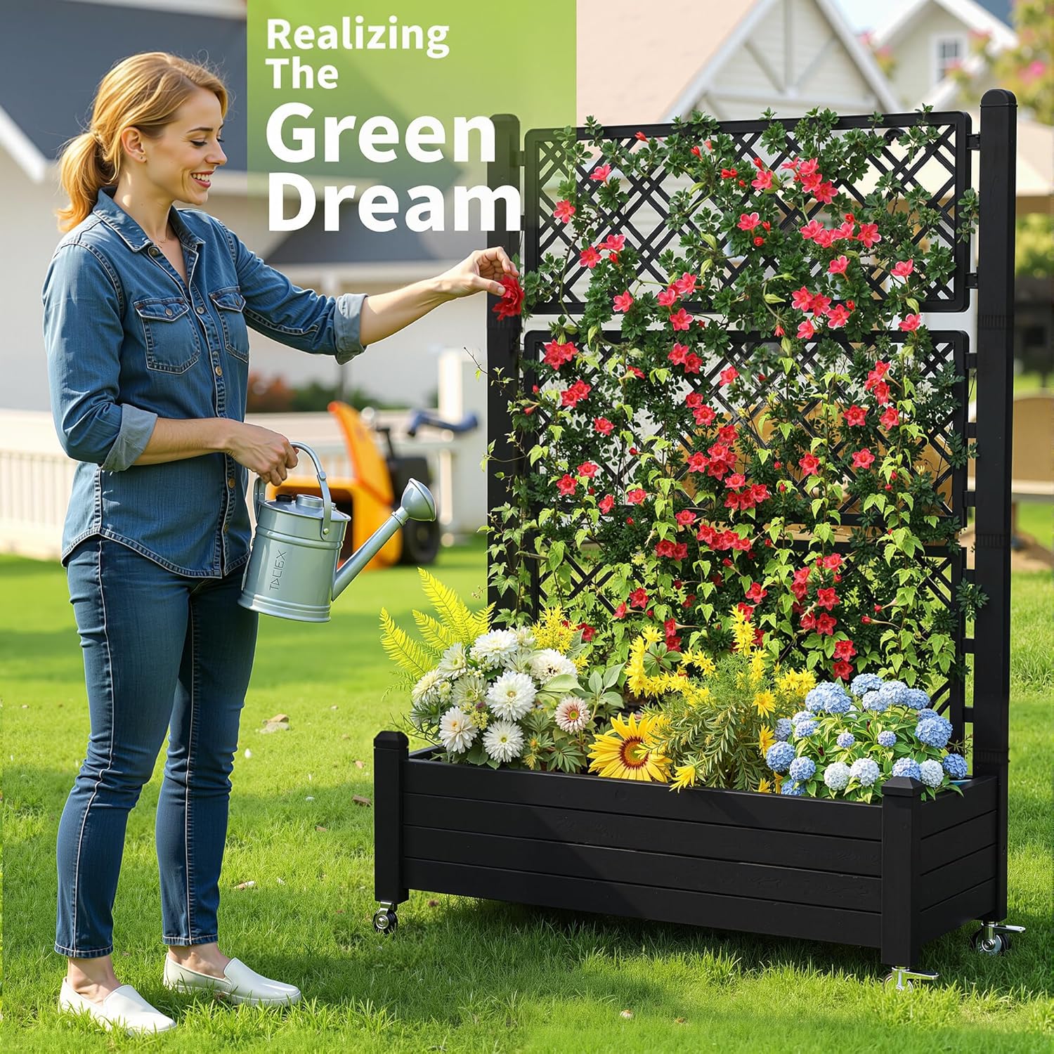 Raised Garden Bed with Trellis - Self-Watering Planter recension och pris