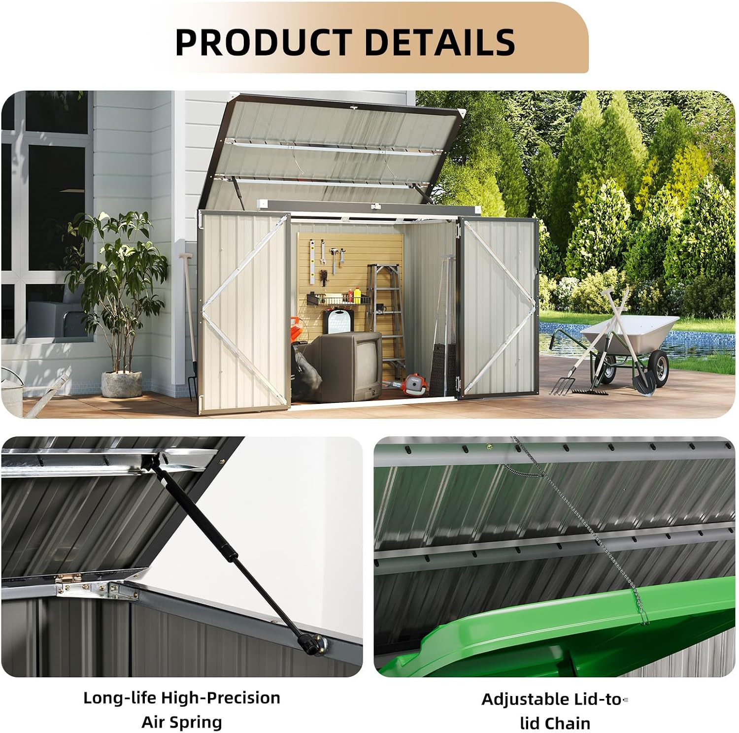 Outdoor Trash Can Storage Shed - Gardening Tools Organizer recension och pris