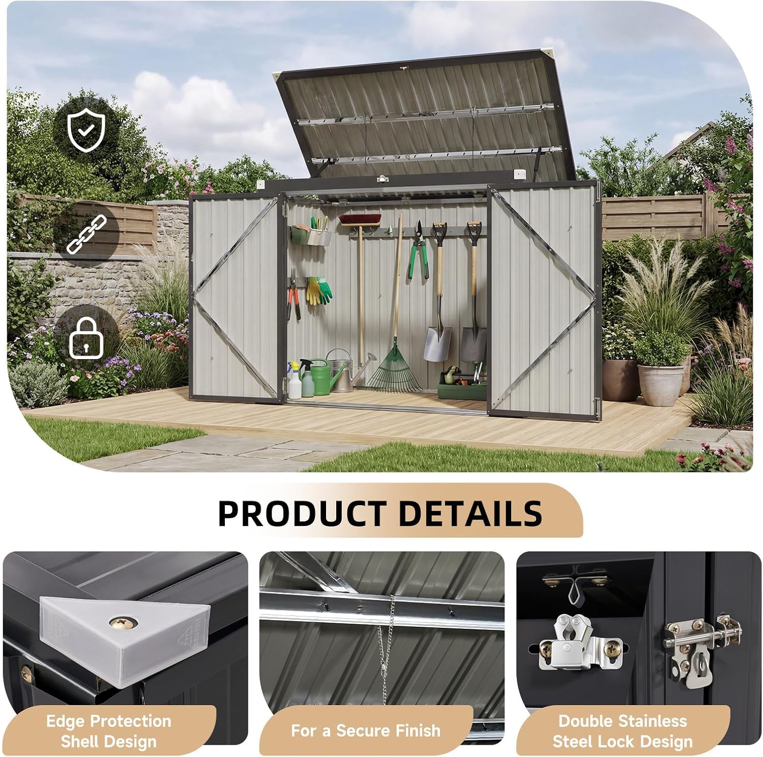 Outdoor Trash Can Storage Shed - Gardening Tools Organizer recension och pris