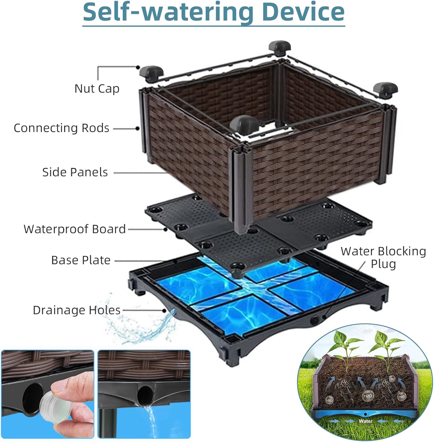 Outdoor Gardening Rattan Plant - Self-Watering Planter recension och pris