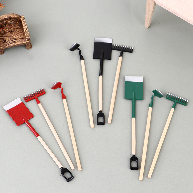 3Pcs 1:12 Dollhouse Miniatures - Gardening Tools Hoe recension och pris